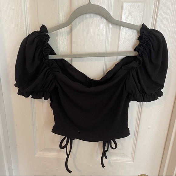 Shein Puff Sleeve Ruched Drawstring Top - Picture 4 of 5